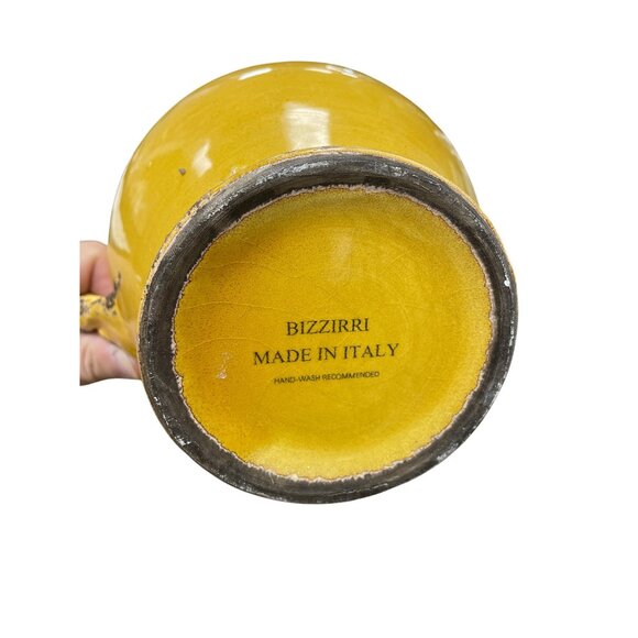 Bizzirri Italian Made 9" yellow glazed rope handle pitcher jug SKU 9597 - Picture 6 of 11